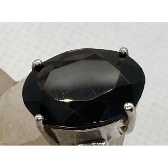 Dark Brown Smoky Quartz Solitaire Ring Size 9 Sterling Silver 925 Ring 7g - Picture 10 of 13